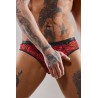 Slip type brésilien ouvert zébré rouge et noir - Regnes