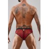 Slip type brésilien ouvert zébré rouge et noir - Regnes