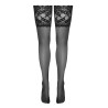 Bas autofixants large jarretière dentelle noir - Cotelli Legwear