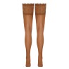 Bas autofixants large jarretière dentelle beige - Cotelli Legwear
