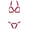 Ensemble string ouvert et seins nus bordeaux - Cottelli Lingerie