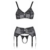 Ensemble coquin ouvert 3 pièces gris - Cottelli Lingerie